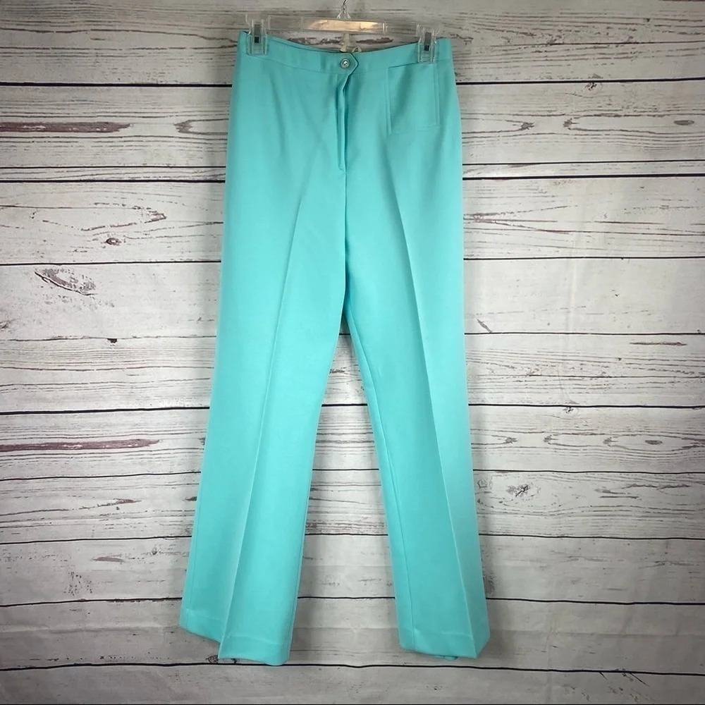 Vintage 1970' Loubella California mint light blue high waisted pants Sz 12